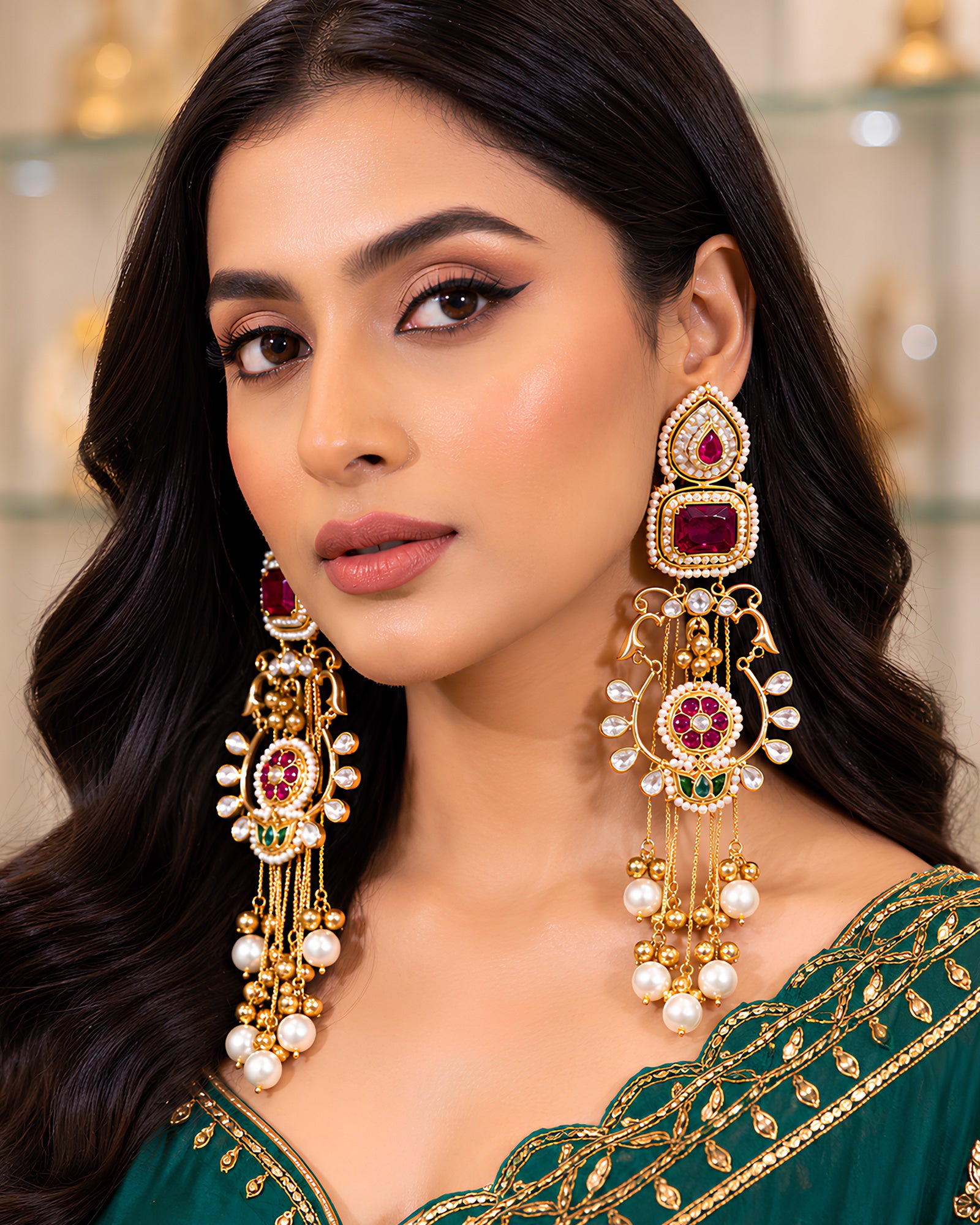 Pashmina Rose Pearl Kashmiri Earrings