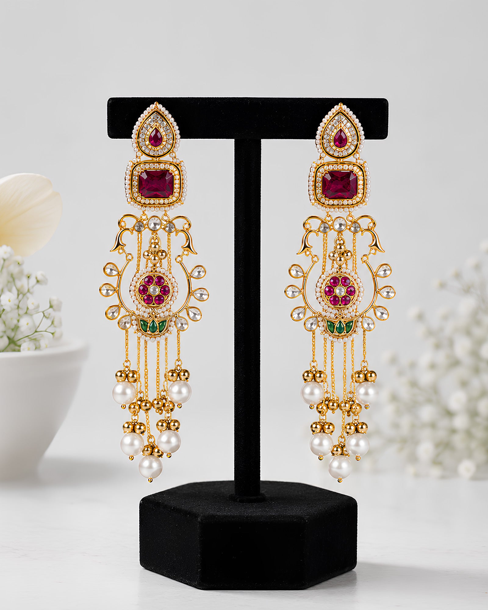 Pashmina Rose Pearl Kashmiri Earrings