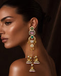 Pastel Gem & Pearl Cascading Jhumka Earrings