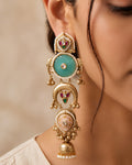 Pastel Green Mint Stone Tiered Jhumka Earrings
