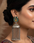 Peacock Enamel Chain Tassel Jhumkas