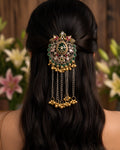Peacock Motif Stone-Studded Hair Brooch