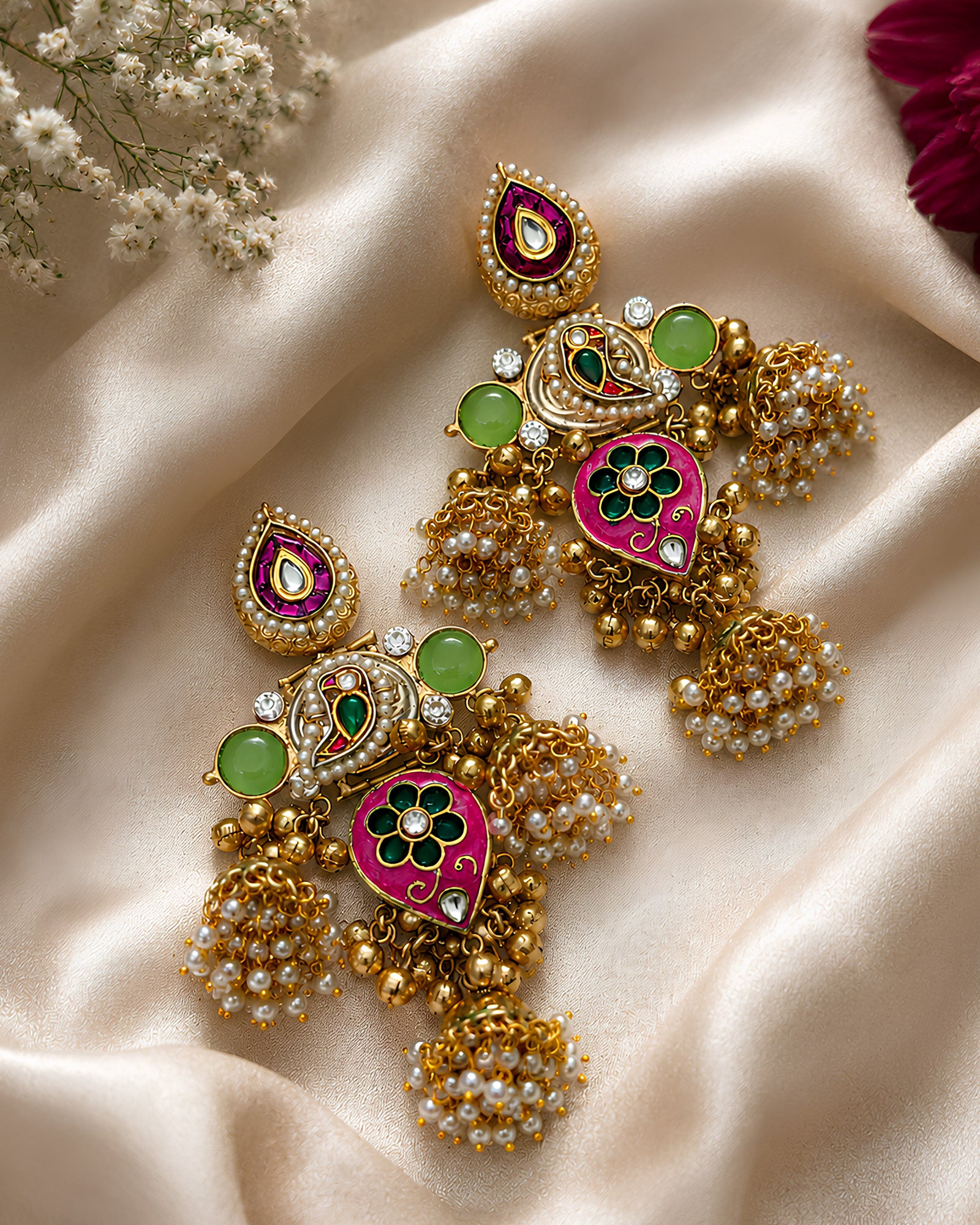 Pearl Blossom Kashmiri Earrings