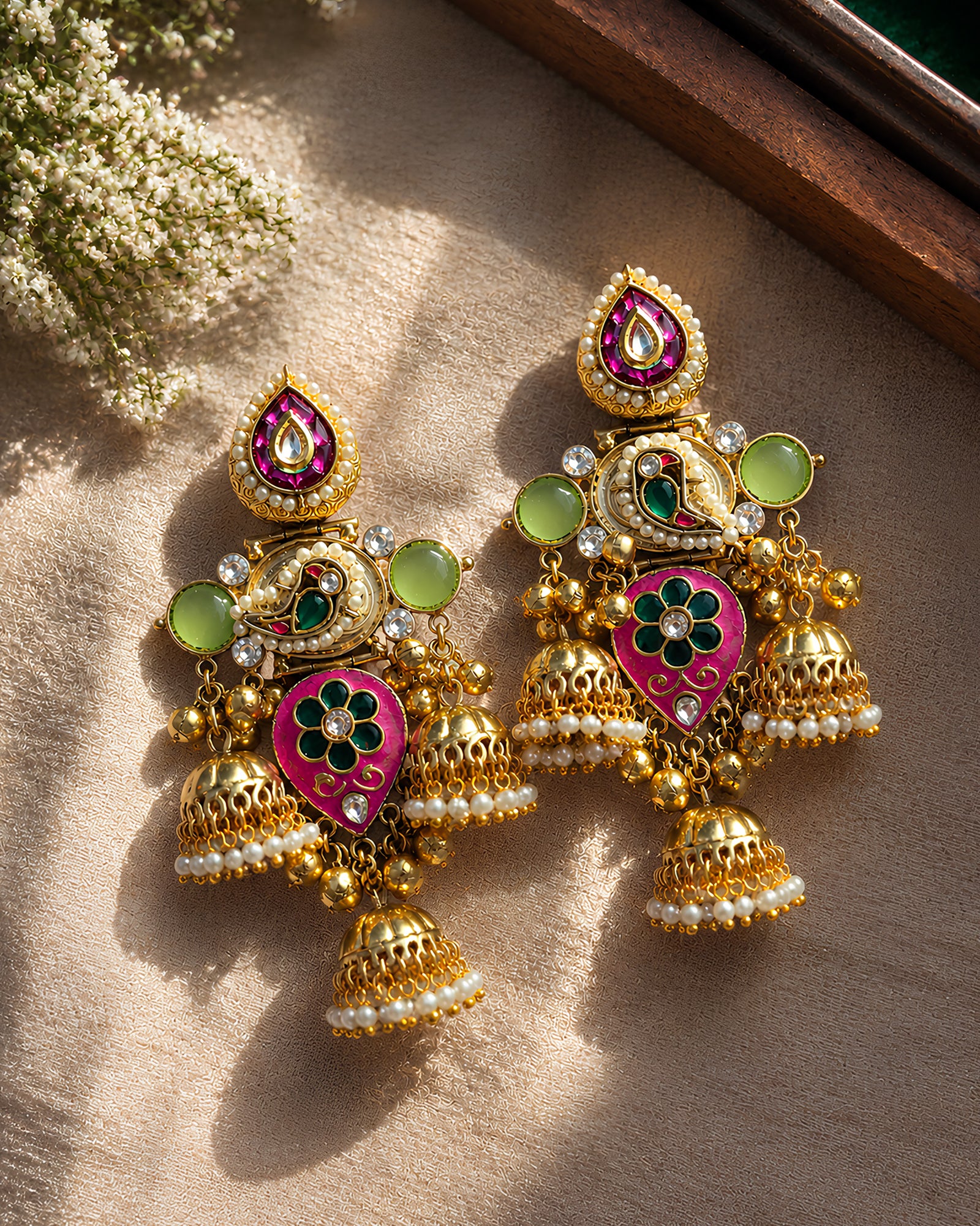 Pearl Blossom Kashmiri Earrings