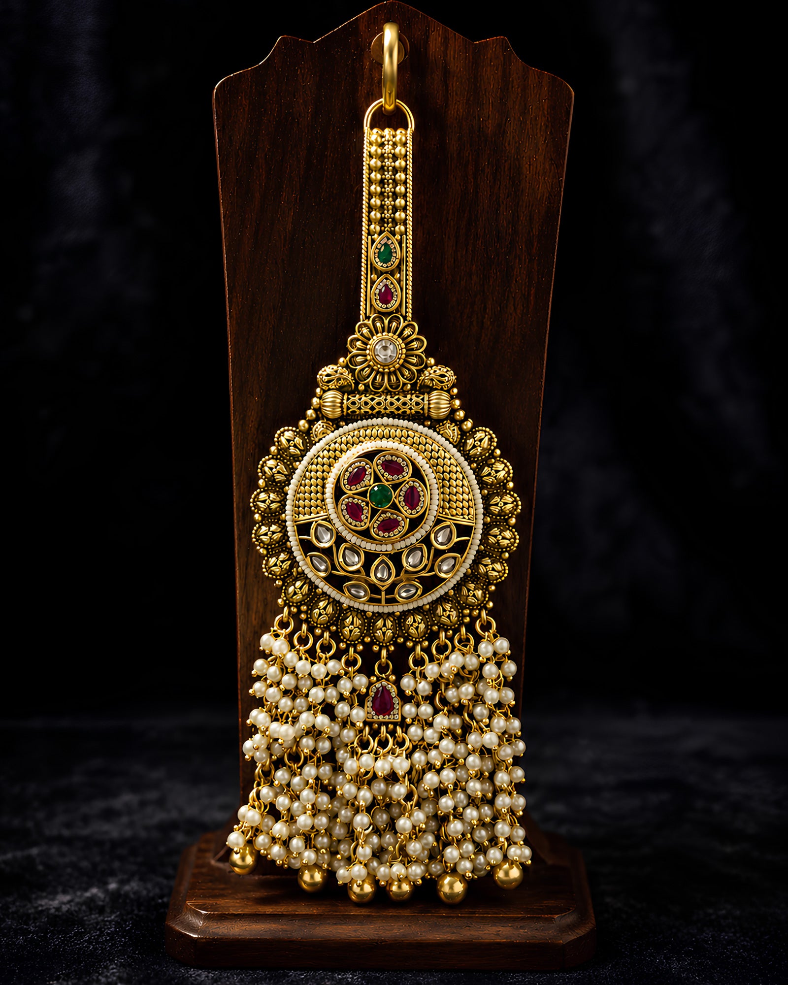 Pearl-Fringed Sunburst Gold-Plated Judapin