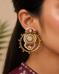 Polki & Ruby Encircled Hoop Earrings