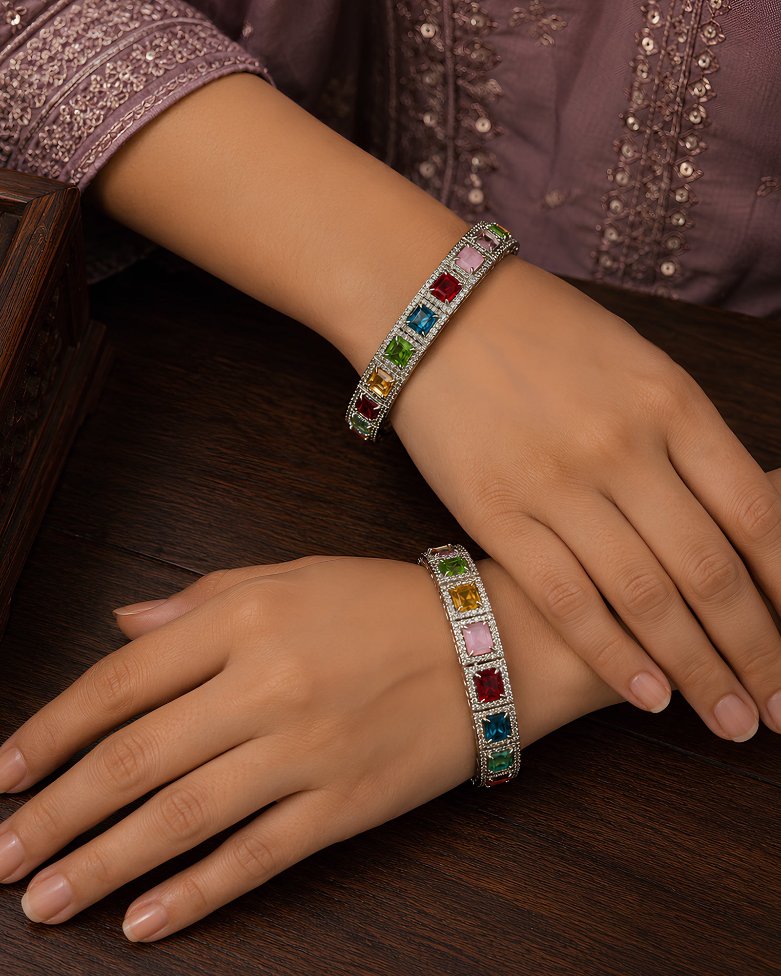 Radiant Multi-Stone Crystal Bangles