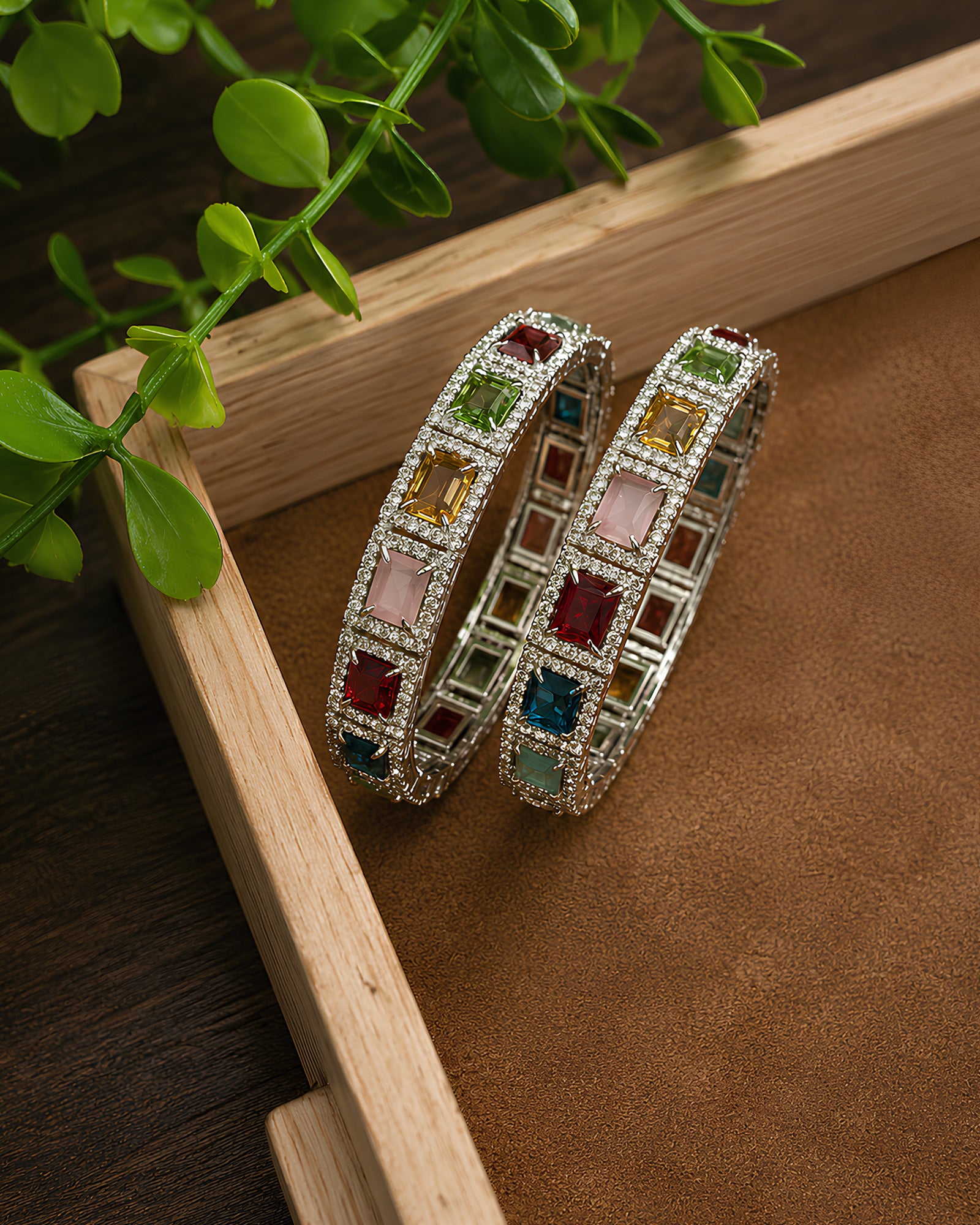 Radiant Multi-Stone Crystal Bangles