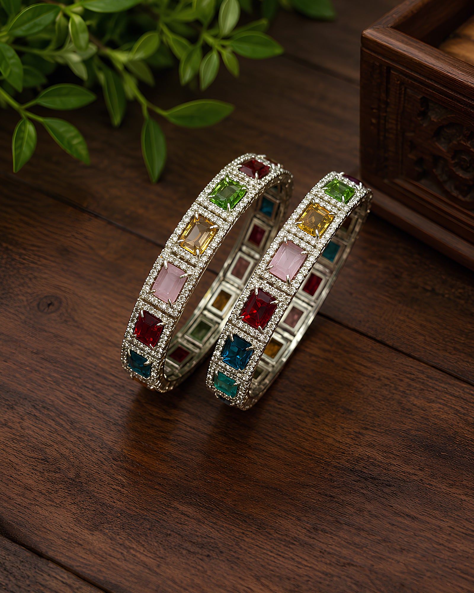 Radiant Multi-Stone Crystal Bangles