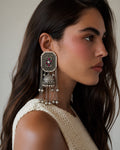 Rectangular Filigree Jhumka Statement Earrings