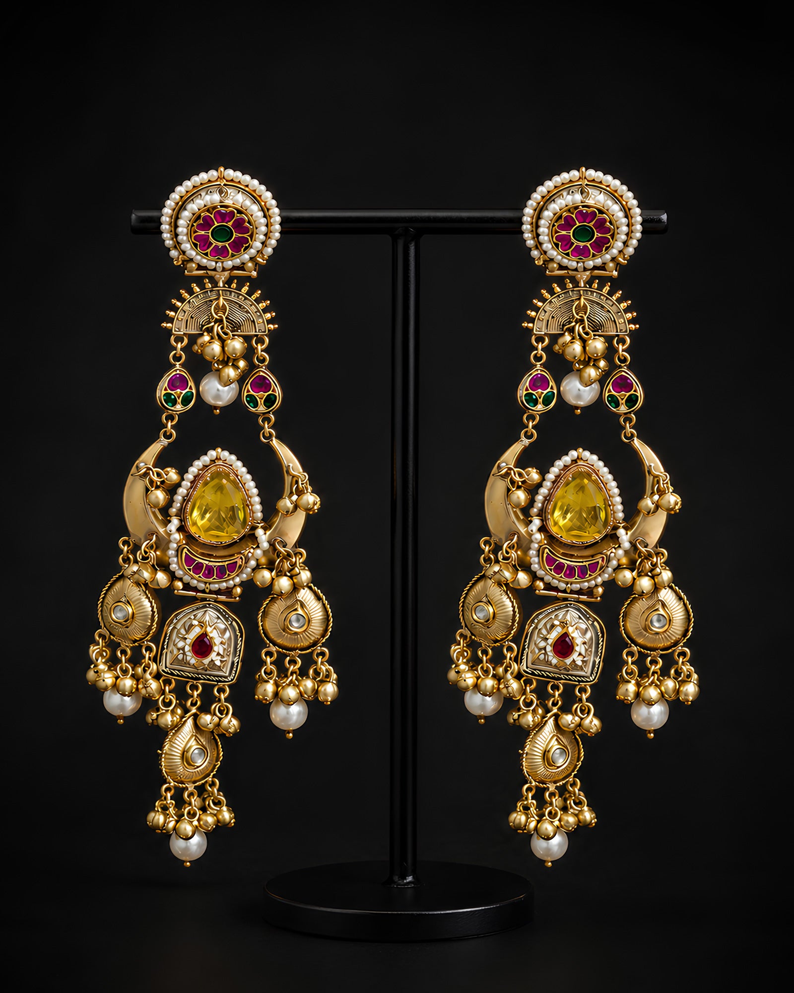 Regal Citrine & Gemstone Cascading Statement Earrings