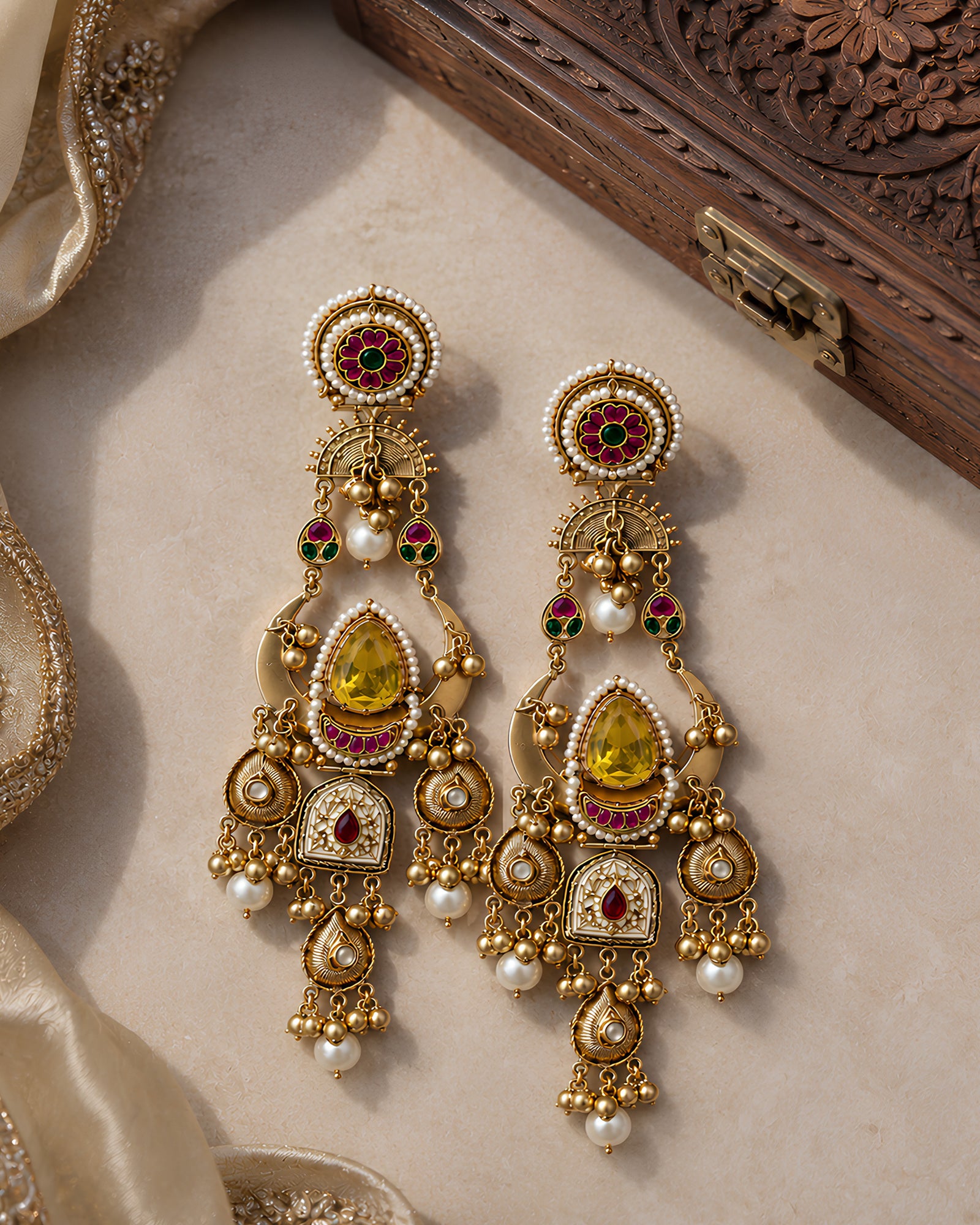 Regal Citrine & Gemstone Cascading Statement Earrings