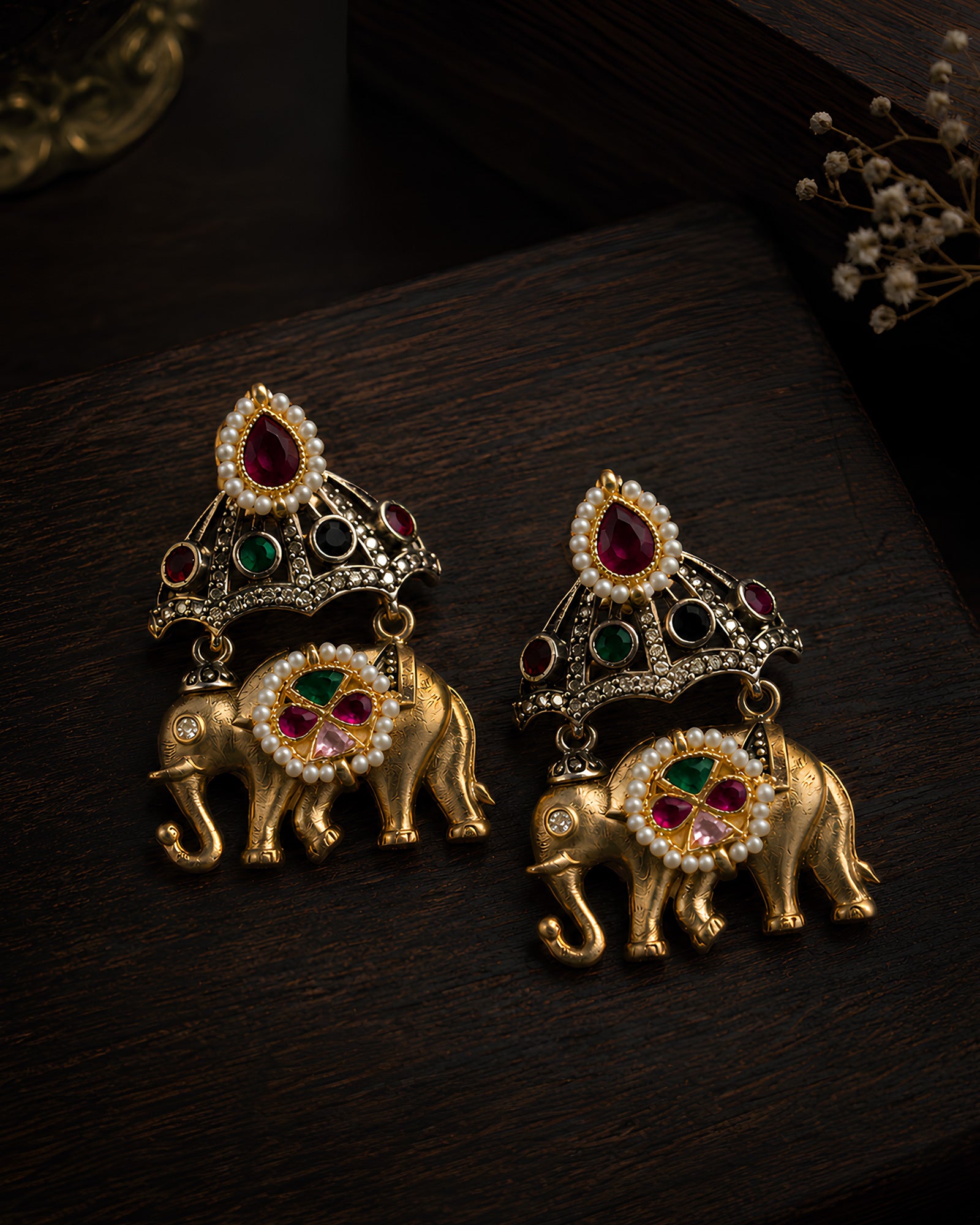 Regal Elephant Motif Statement Earrings