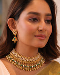 Regal Emerald & Pearl Gold-Tone Choker Set
