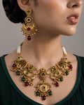 Regal Enamel & Pearl Statement Necklace Set