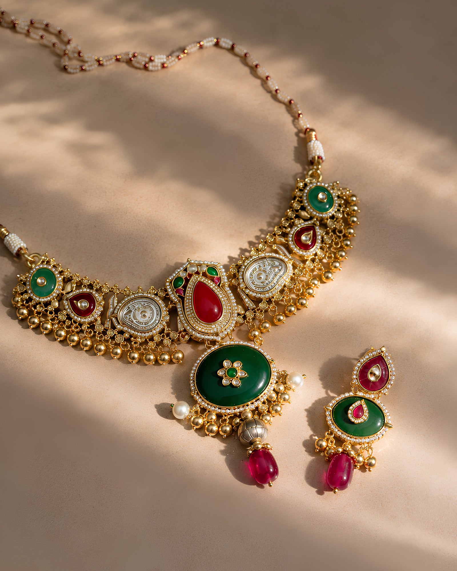 Regal Enamel & Stone-Studded Choker Set