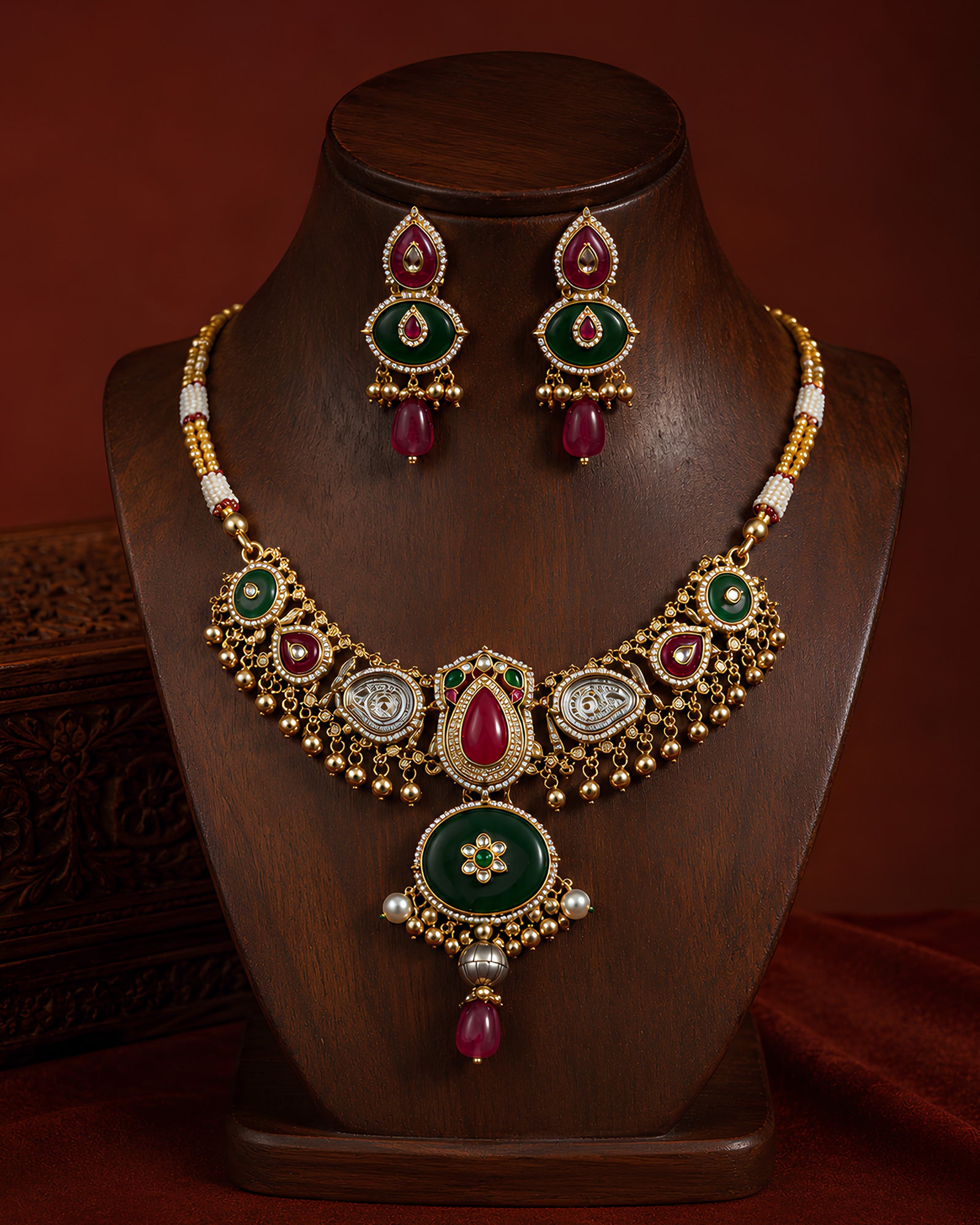 Regal Enamel & Stone-Studded Choker Set