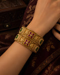 Regal Floral Stone-Studded Bangles