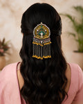 Regal Lotus Motif Kundan Hair Brooch