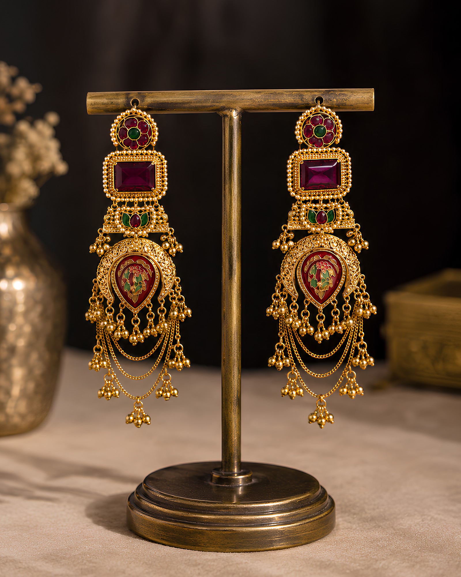 Regal Meenakari & Filigree Statement Chandbalis