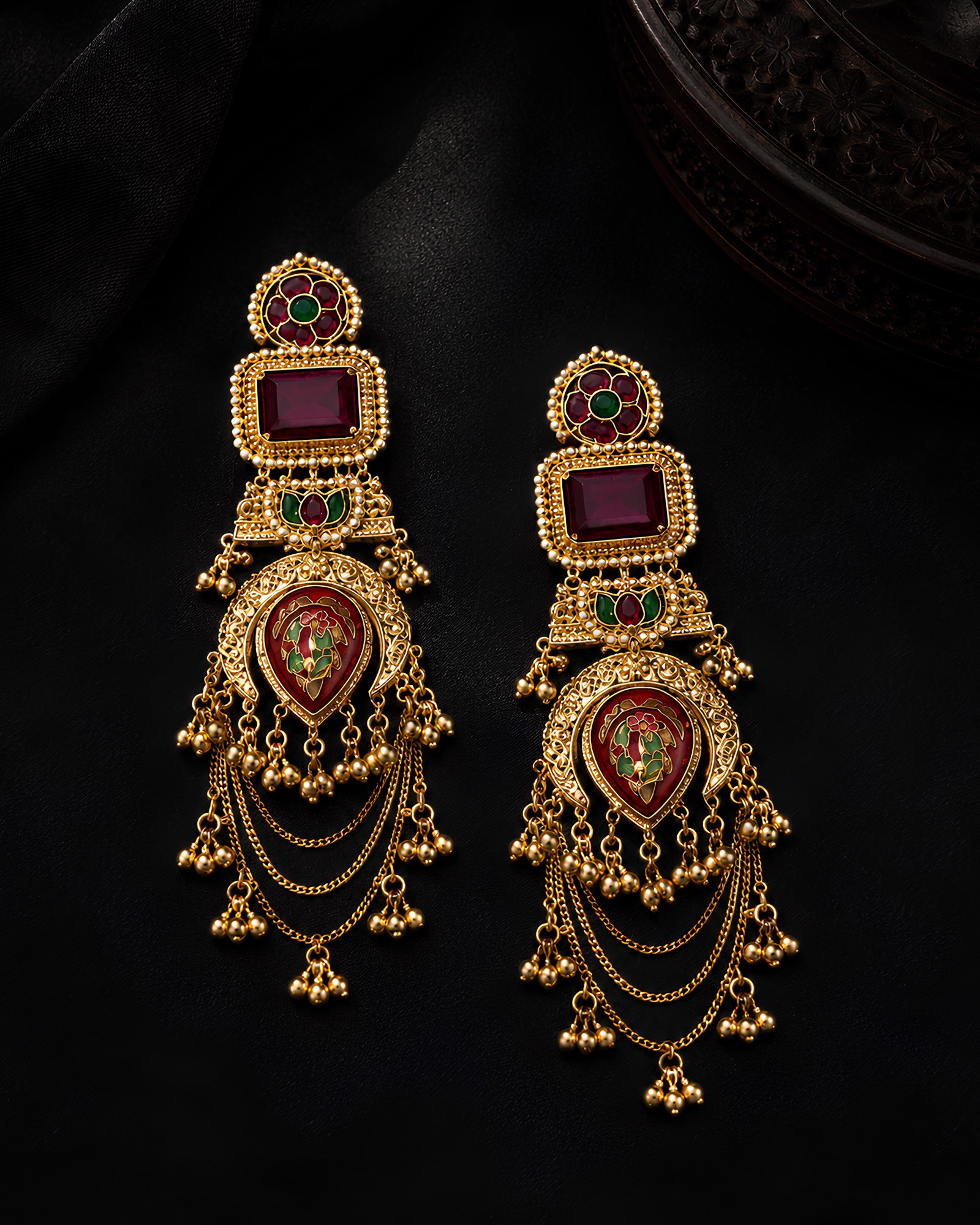 Regal Meenakari & Filigree Statement Chandbalis