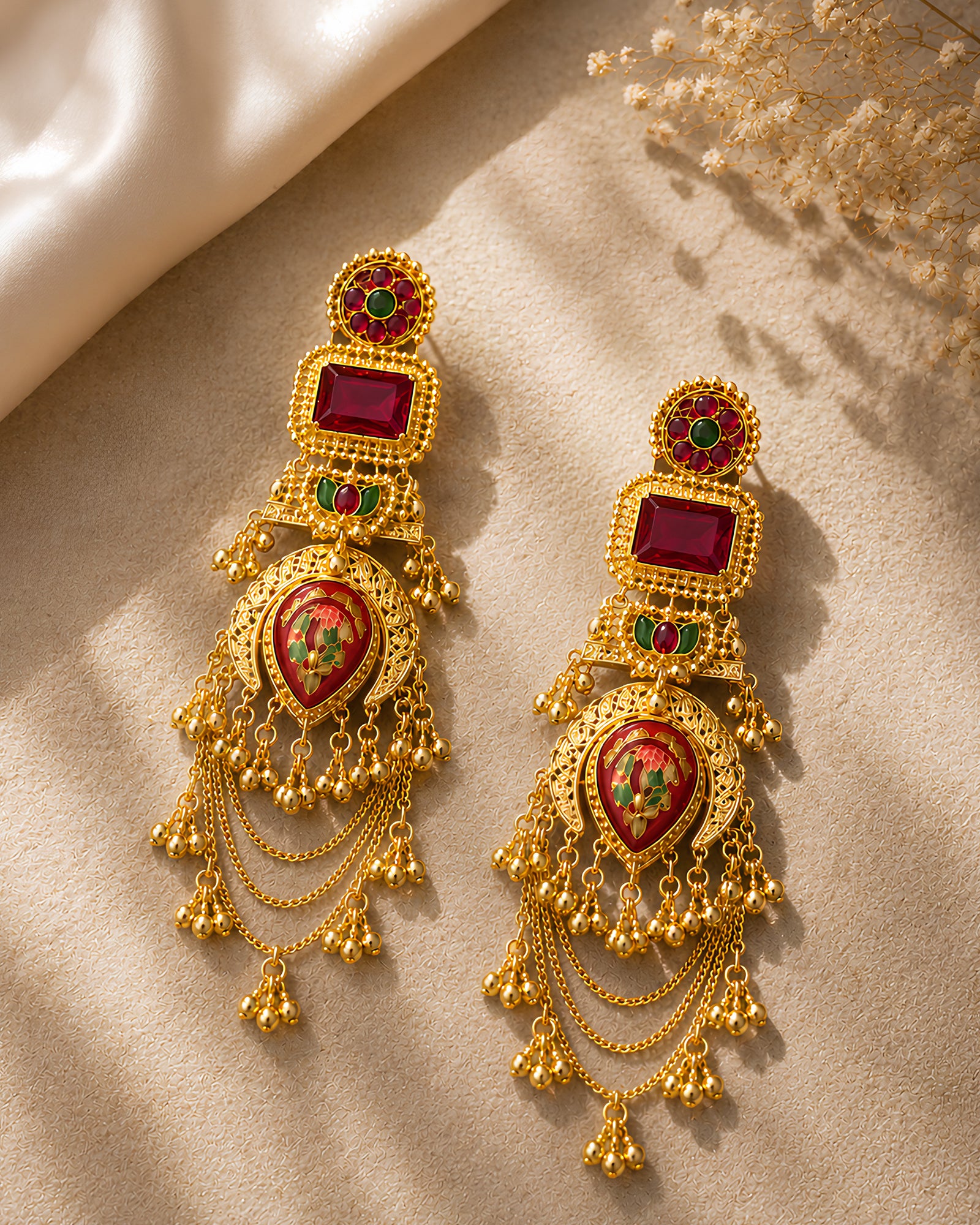 Regal Meenakari & Filigree Statement Chandbalis