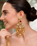 Regal Ruby & Polki Tiered Jhumka Earrings