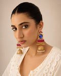 Royal Blue & Magenta Stone Jhumka Earrings