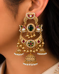 Royal Emerald & Ruby Multi-Tier Jhumki Earrings