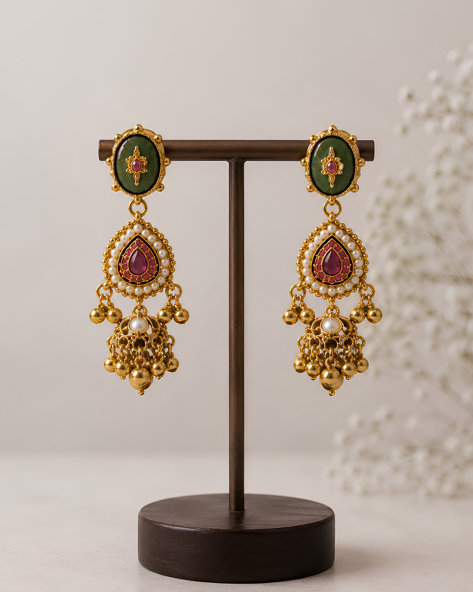 Royal Enamel & Stone-Studded Statement Necklace Set