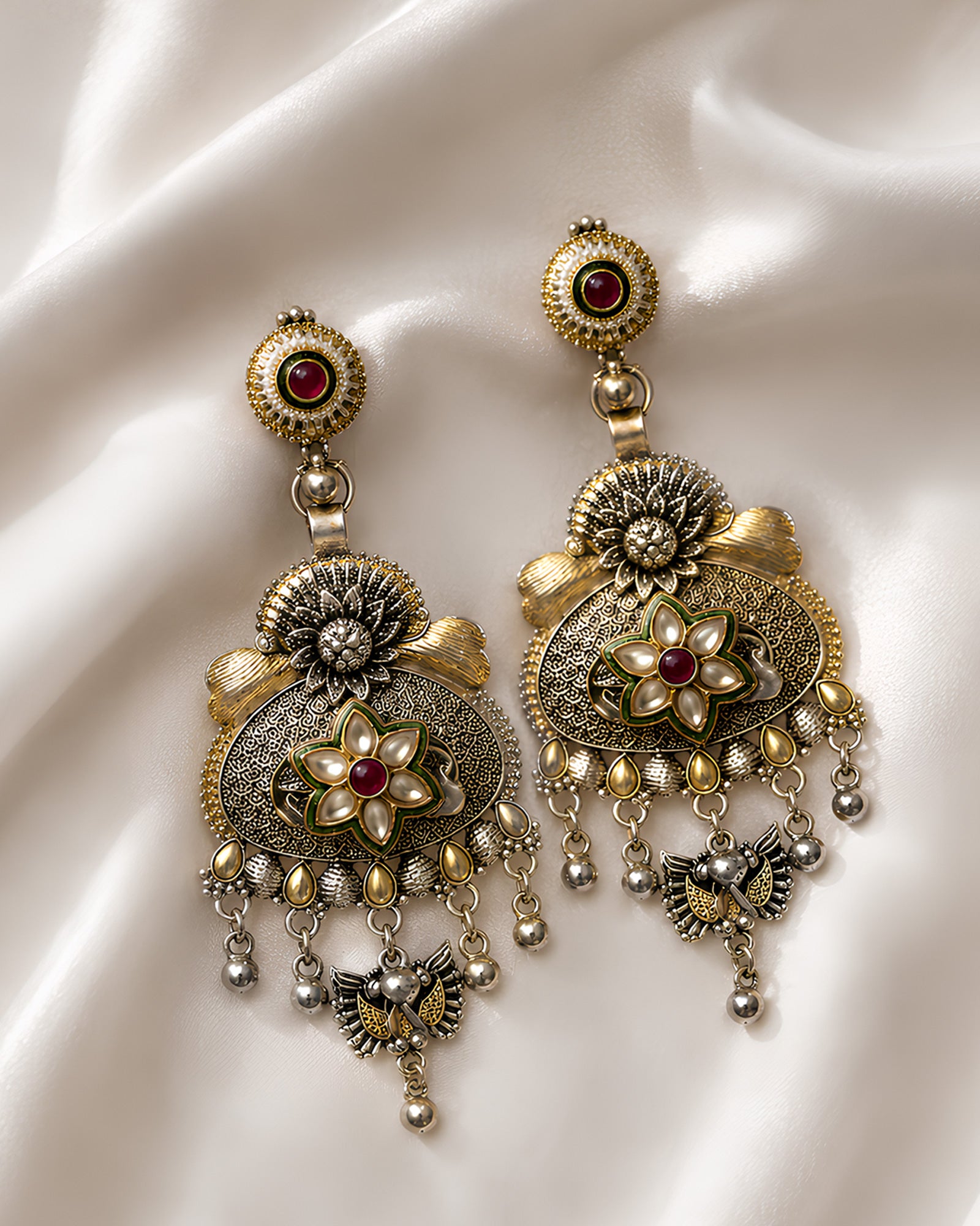 Royal Etchings Dual-Tone Oxidized Statement Danglers