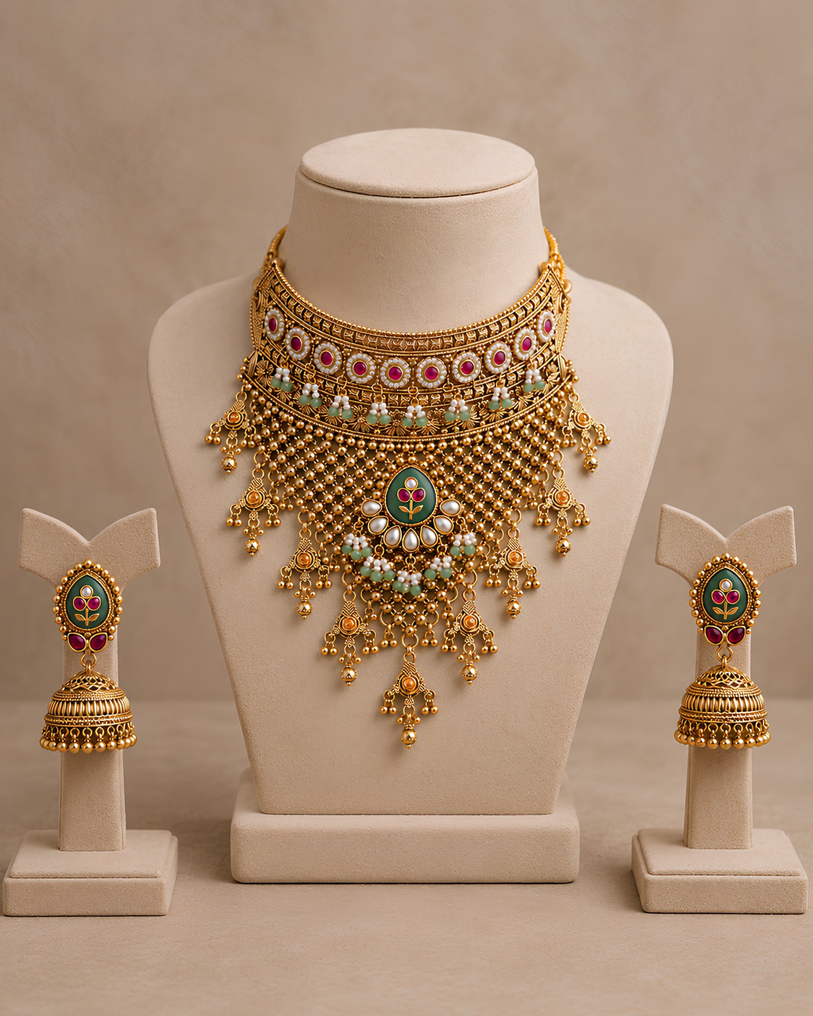 Royal Meenakari & Pearl Gold-Tone Choker Necklace