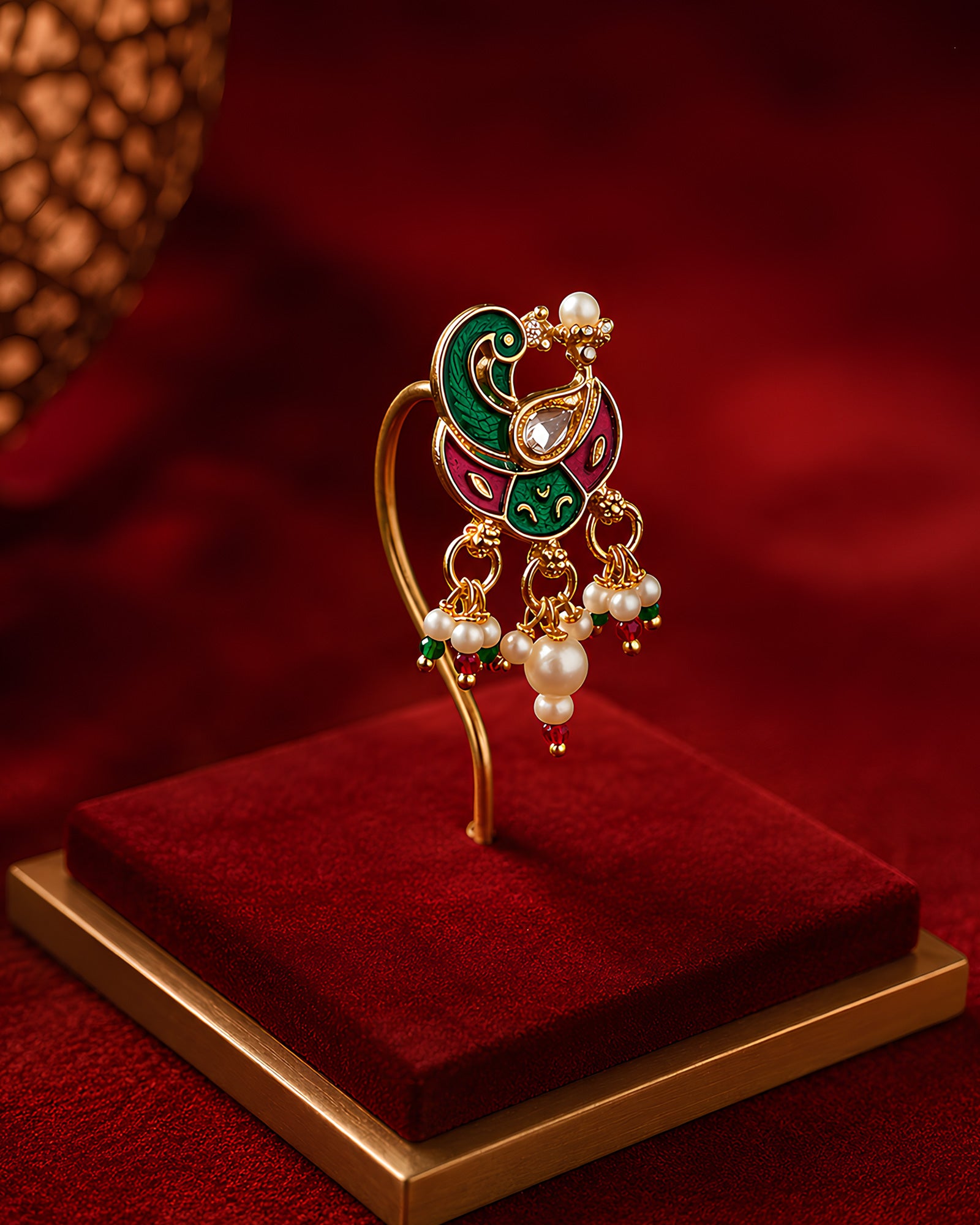 Royal Peacock Meenakari Fusion Nath
