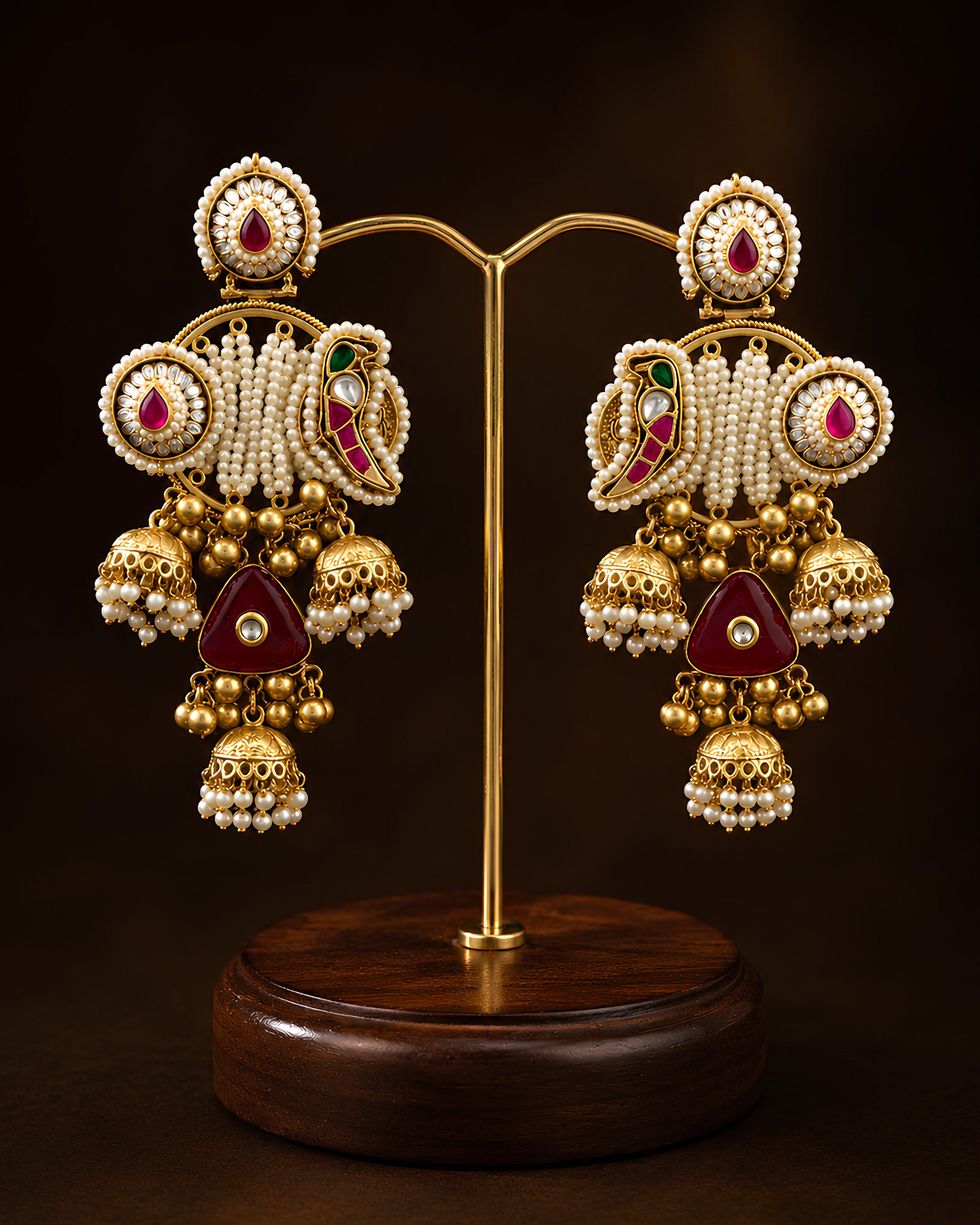 Royal Polychrome Jhumka Statement Earrings