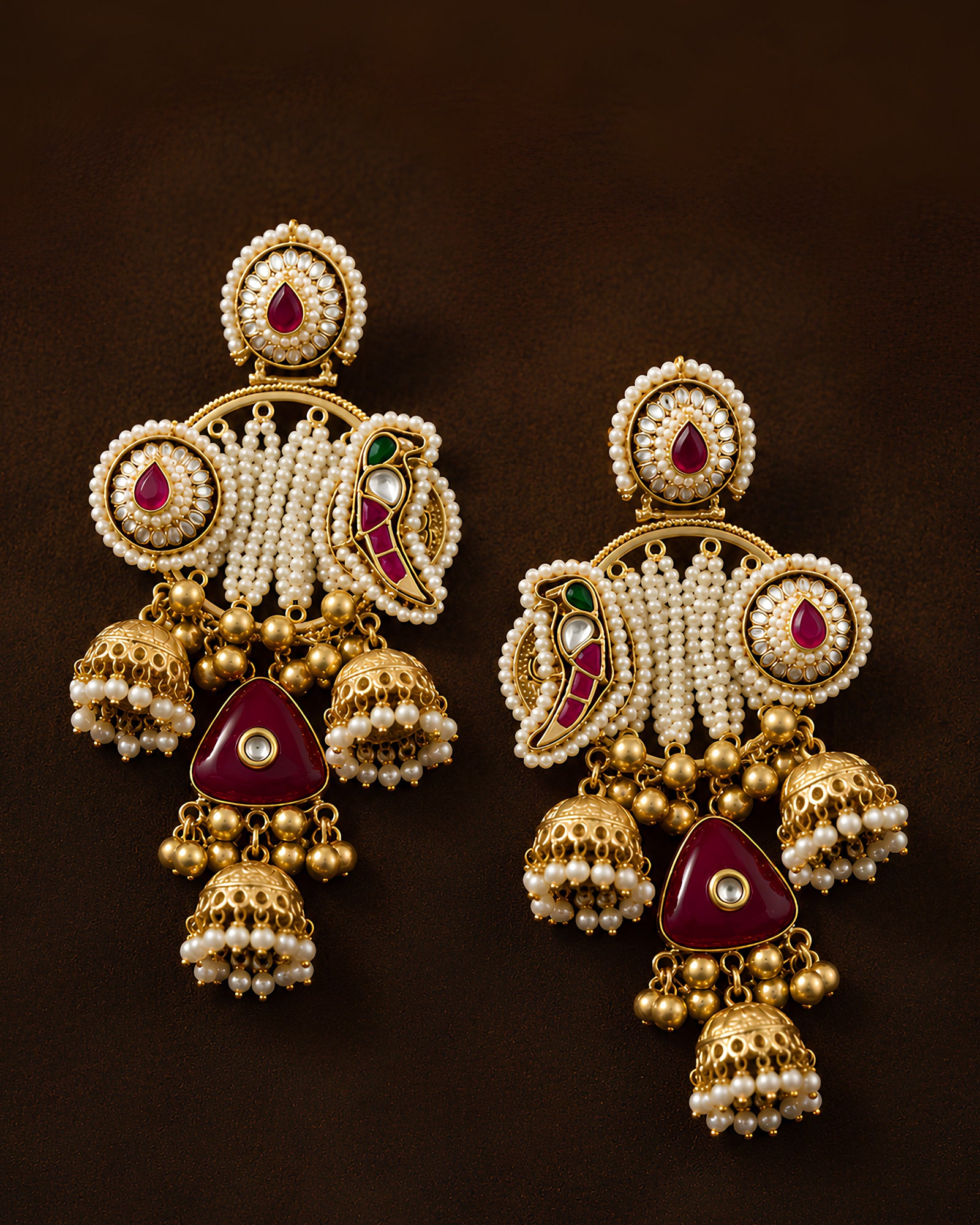 Royal Polychrome Jhumka Statement Earrings