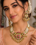 Royal Ruby & Emerald Pearl Layered Necklace Set