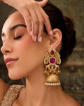 Ruby & Magenta Stone Jhumka Earrings