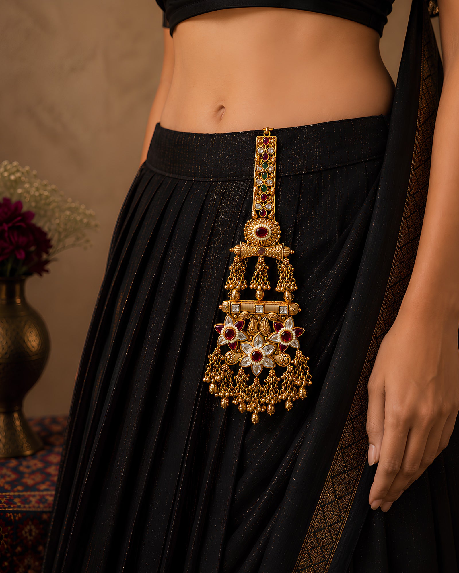 Ruby Floral Cluster Gold-Plated Judapin