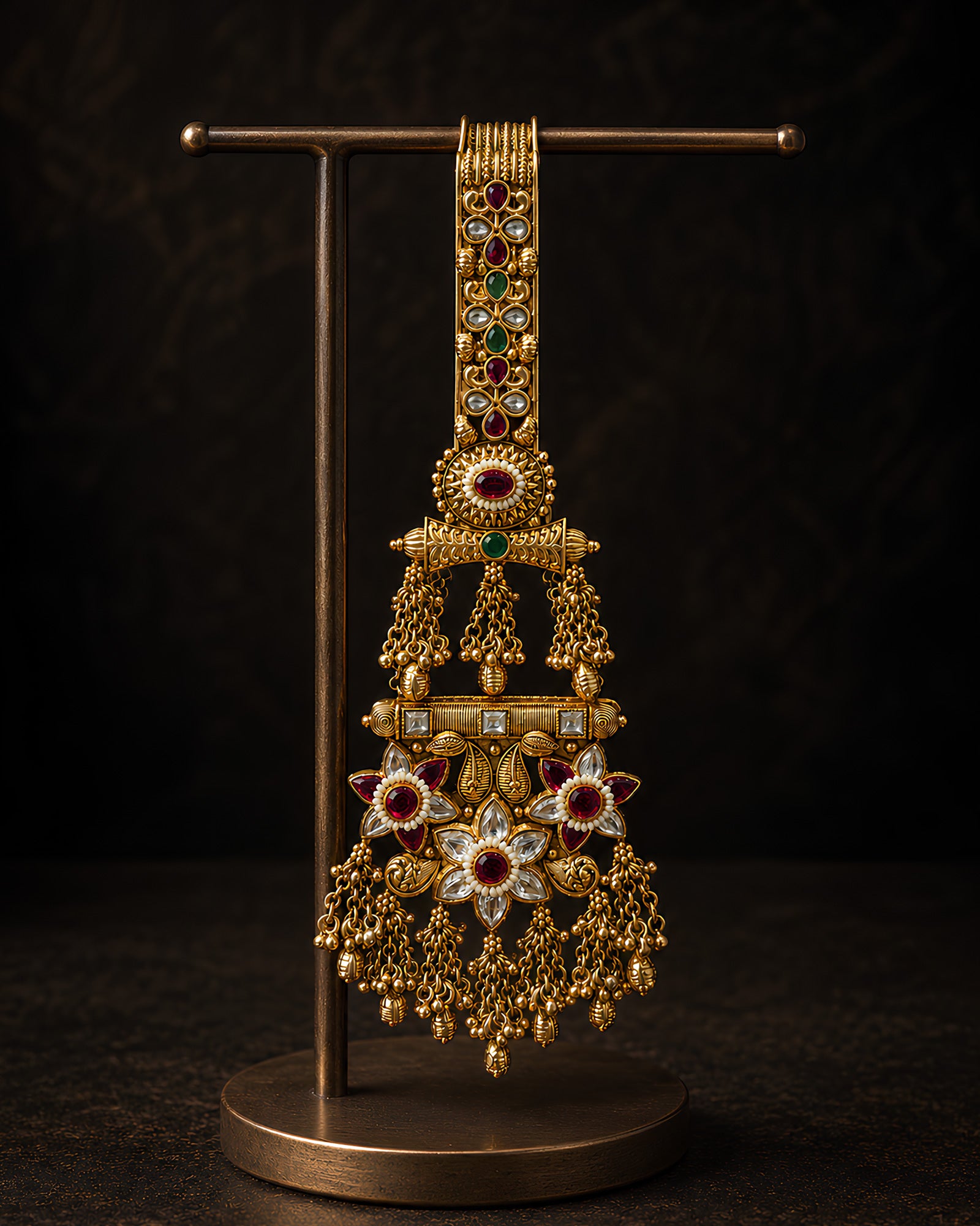 Ruby Floral Cluster Gold-Plated Judapin