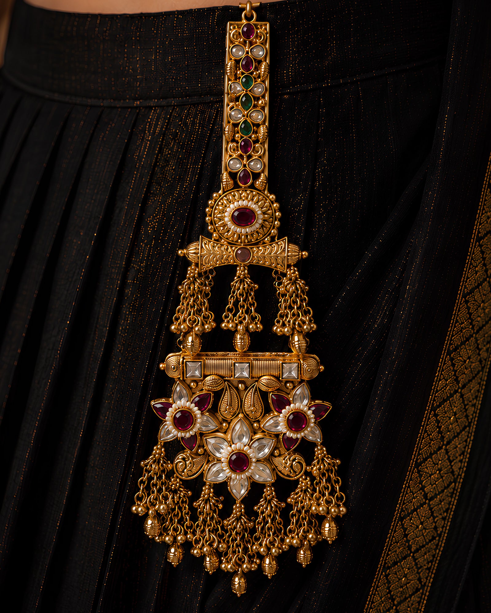 Ruby Floral Cluster Gold-Plated Judapin