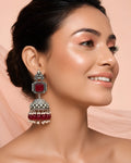 Ruby Stone & Pearl Jhumka Earrings