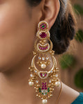 Ruby Stone Royal Crescent Drop Earrings