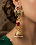 Ruby Stone Tiered Jhumka Earrings