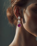 Ruby Teardrop & Crystal Tiered Earrings