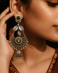 Sylvara Foliage Meenakari Oxidized Jhumkas