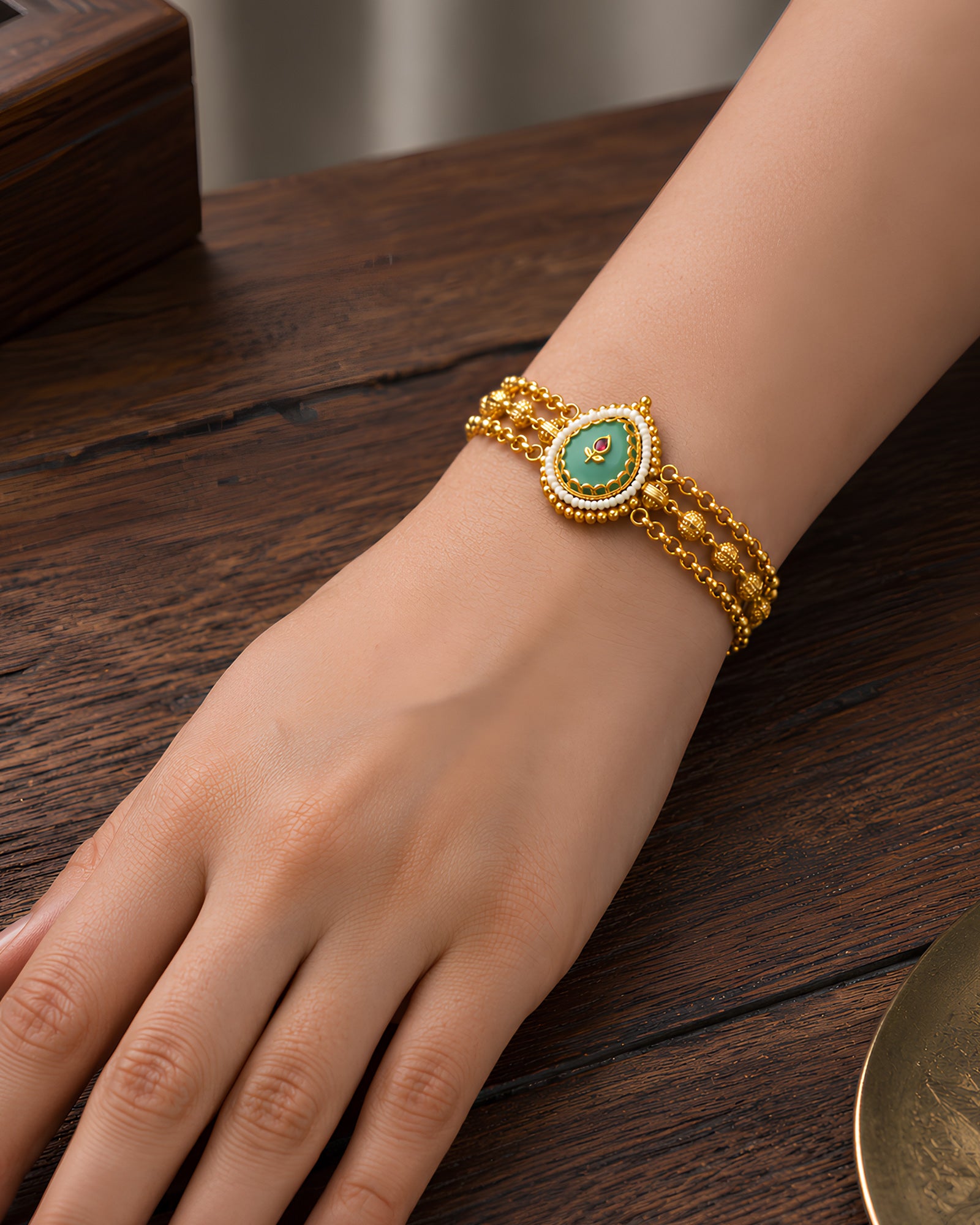 Teardrop Meenakari Pearl Bracelet