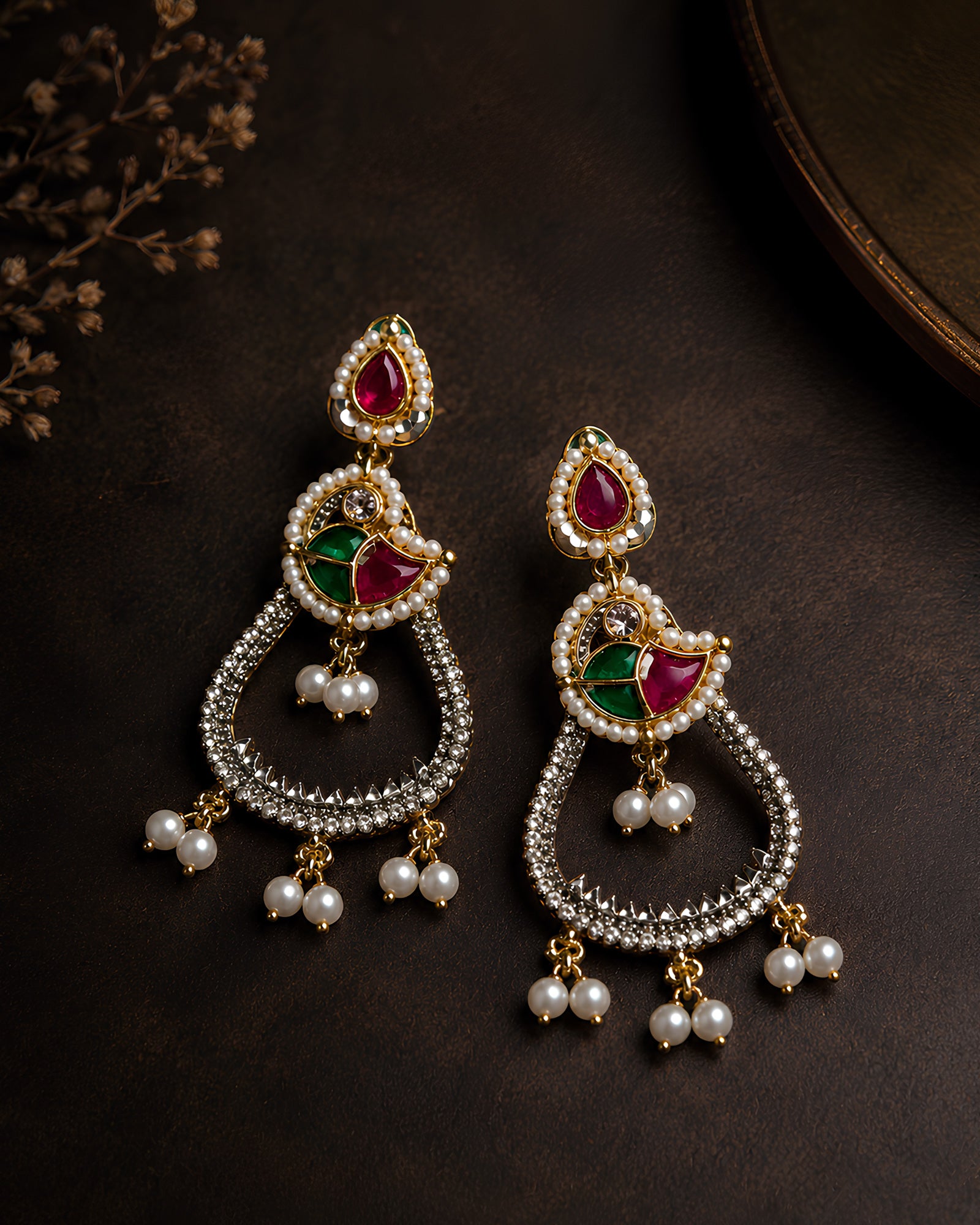 Teardrop Paisley Pearl Drop Earrings