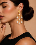 Textured Gold & Lustrous Pearl Arch Earrings