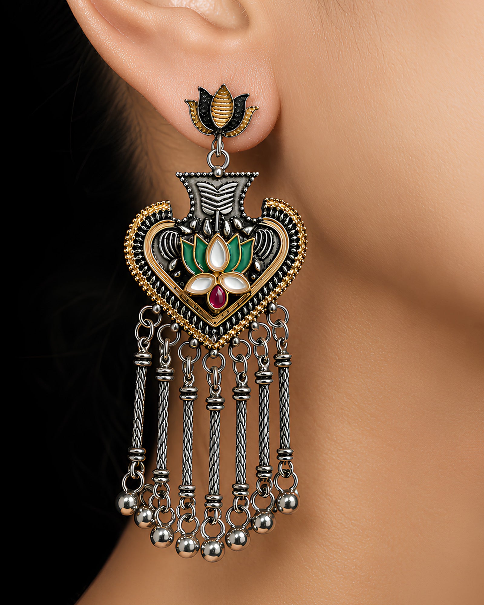 The Royal Lotus Shield Earrings