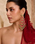 Tiered Enamel & Pearl Statement Earrings